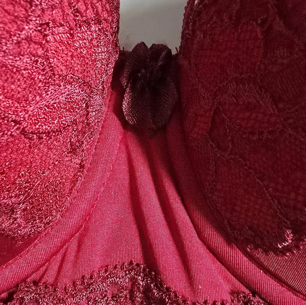 Adore Me Lace Underwire Longline Bra - Red - 34B